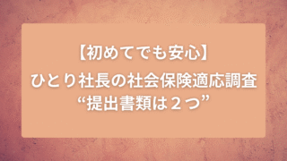 【初めてでも安心】ひとり社長の社会保険適応調査 “提出書類は２つ”