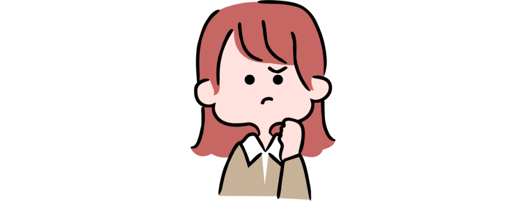 イラスト画像　女性が考えて確認している様子